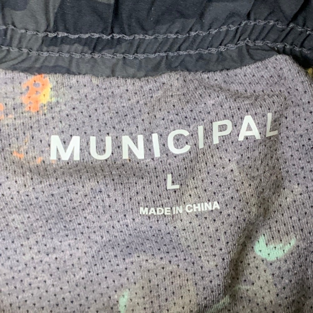 Municipal Athletic Shorts Mens Large Charcoal Black Camo Sport Utility - Picture 4 of 10